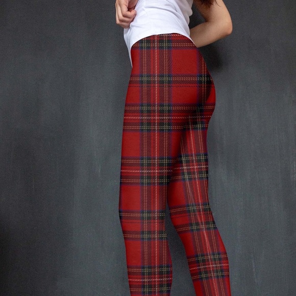 itsy fitsy athletics Pants - Tartan red leggings.  Full length.